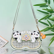 Buddha Stones Panda Flowers Gourd Pendant Shoulder Bag Crossbody Bag