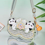 Buddha Stones Panda Flowers Gourd Pendant Shoulder Bag Crossbody Bag Crossbody Bag&Shoudler Bag BS 2