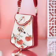 Buddha Stones Magpie Lychee Embroidery Tassel Shoulder Bag Crossbody Bag Crossbody Bag&Shoudler Bag BS 2