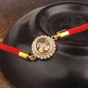 Buddha Stones Red String Copper Brass Rotatable Windmill Feng Sheng Shui Qi Protection Braided Bracelet