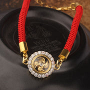 Buddha Stones Red String Copper Brass Rotatable Windmill Feng Sheng Shui Qi Protection Braided Bracelet