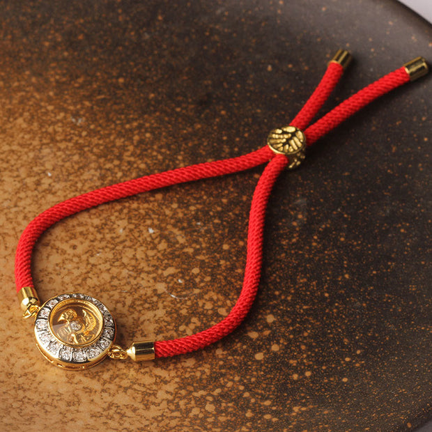 Buddha Stones Copper Brass Feng Sheng Shui Qi Rotatable Windmill  Red String Faith Braided Bracelet