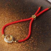 Buddha Stones Copper Brass Feng Sheng Shui Qi Rotatable Windmill  Red String Faith Braided Bracelet