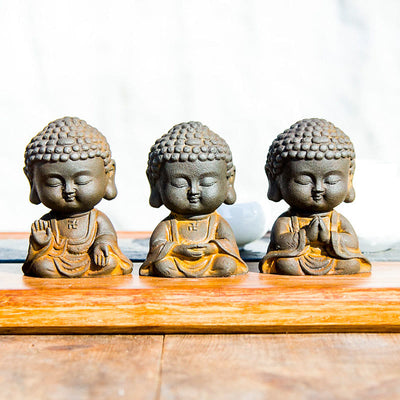 Buddha Stones Small Meditating Buddha Iron Powder Rust Cast Resin Statue Home Decoration