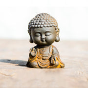 Buddha Stones Small Meditating Buddha Iron Powder Rust Cast Resin Statue Home Decoration Decorations BS Fearless Buddha 9*6.5*5.2cm