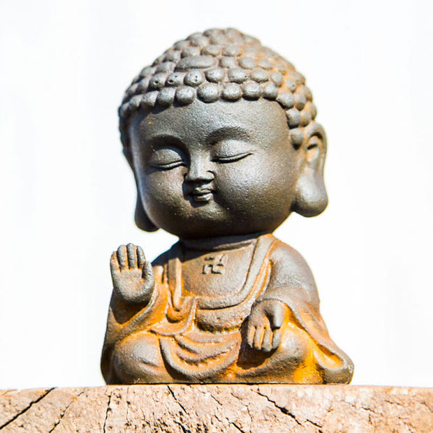 Buddha Stones Small Meditating Buddha Iron Powder Rust Cast Resin Statue Home Decoration Decorations BS 13