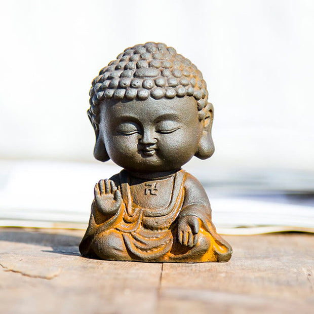 Buddha Stones Small Meditating Buddha Iron Powder Rust Cast Resin Statue Home Decoration Decorations BS 14