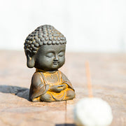 Buddha Stones Small Meditating Buddha Iron Powder Rust Cast Resin Statue Home Decoration Decorations BS 10