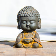 Buddha Stones Small Meditating Buddha Iron Powder Rust Cast Resin Statue Home Decoration Decorations BS 9