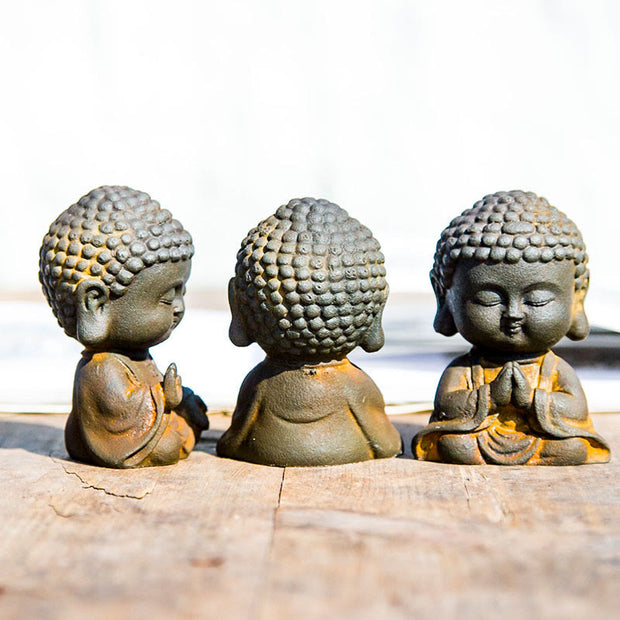 Buddha Stones Small Meditating Buddha Iron Powder Rust Cast Resin Statue Home Decoration Decorations BS 1