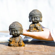 Buddha Stones Small Meditating Buddha Iron Powder Rust Cast Resin Statue Home Decoration Decorations BS 3