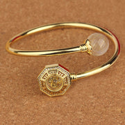 Buddha Stones Rutilated Quartz Copper Brass Rotatable Windmill Feng Sheng Shui Qi Courage Bracelet Bangle