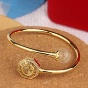 Buddha Stones Rutilated Quartz Copper Brass Rotatable Windmill Feng Sheng Shui Qi Courage Bracelet Bangle