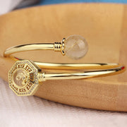 FREE Today: Auspiciousness and Balance Rutilated Quartz Copper Brass Rotatable Windmill Feng Sheng Shui Qi Bracelet Bangle