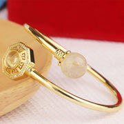 FREE Today: Auspiciousness and Balance Rutilated Quartz Copper Brass Rotatable Windmill Feng Sheng Shui Qi Bracelet Bangle