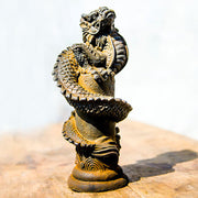 Buddha Stones Handmade Flying Dragon Around The Pillar Iron Powder Rust Cast Resin Statue Home Decoration Decorations BS 3