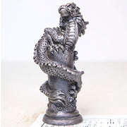 Buddha Stones Handmade Flying Dragon Around The Pillar Iron Powder Rust Cast Resin Statue Home Decoration Decorations BS 16