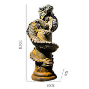 Buddha Stones Handmade Flying Dragon Around The Pillar Iron Powder Rust Cast Resin Statue Home Decoration Decorations BS 12