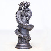 Buddha Stones Handmade Flying Dragon Around The Pillar Iron Powder Rust Cast Resin Statue Home Decoration Decorations BS 22