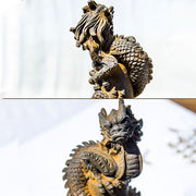 Buddha Stones Handmade Flying Dragon Around The Pillar Iron Powder Rust Cast Resin Statue Home Decoration Decorations BS 11