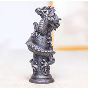 Buddha Stones Handmade Flying Dragon Around The Pillar Iron Powder Rust Cast Resin Statue Home Decoration Decorations BS 25