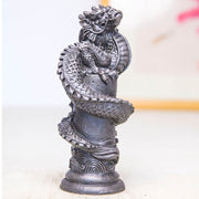 Buddha Stones Handmade Flying Dragon Around The Pillar Iron Powder Rust Cast Resin Statue Home Decoration Decorations BS 20