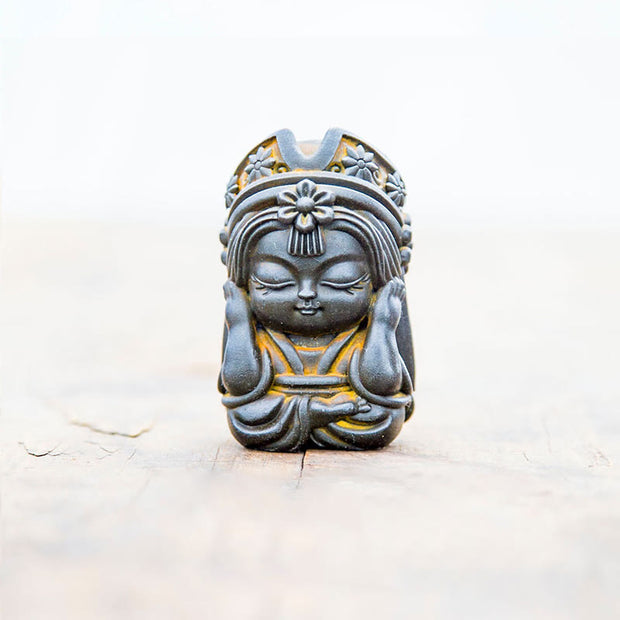 Buddha Stones Handmade Zakiram Iron Powder Rust Cast Resin Statue Zen Home Decoration Decorations BS Rust Version Don't Listen 7*4*4cm