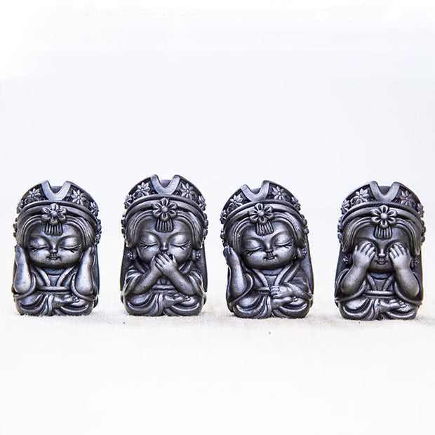 Buddha Stones Handmade Zakiram Iron Powder Rust Cast Resin Statue Zen Home Decoration