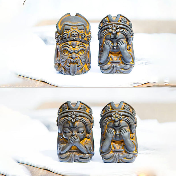 Buddha Stones Handmade Zakiram Iron Powder Rust Cast Resin Statue Zen Home Decoration Decorations BS 8