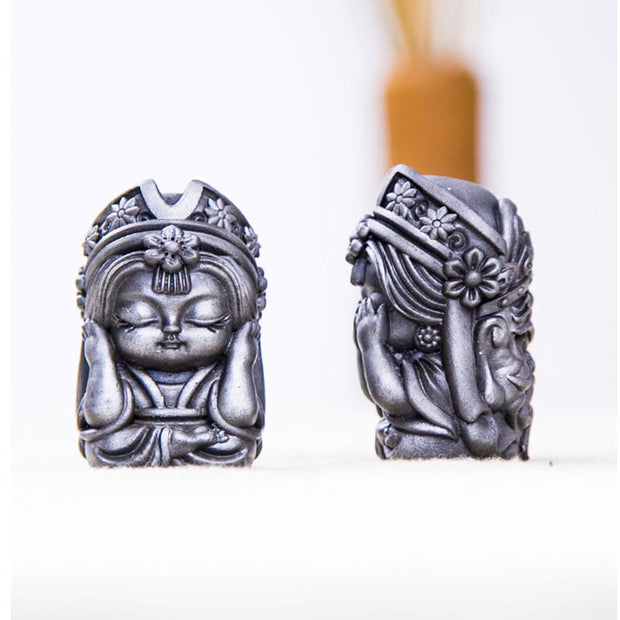 Buddha Stones Handmade Zakiram Iron Powder Rust Cast Resin Statue Zen Home Decoration Decorations BS 35