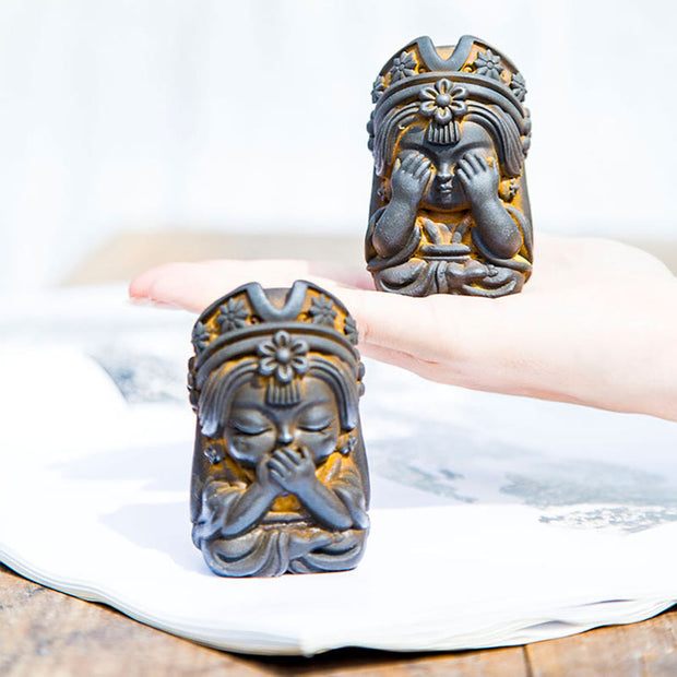 Buddha Stones Handmade Zakiram Iron Powder Rust Cast Resin Statue Zen Home Decoration Decorations BS 5