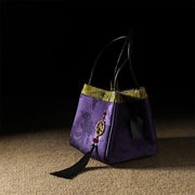 Buddha Stones Plum Flower Bamboo Branches Embroidery Tassel Xiangyunsha Silk Shoulder Bag Hangbags