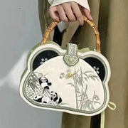 Buddha Stones Panda Bamboo Embroidery Pearl Chain Chinese Knot Tassel Crossbody Bag Handbags Crossbody Bag&Handbags BS 7