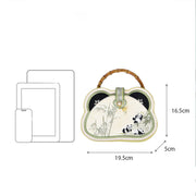 Buddha Stones Panda Bamboo Embroidery Pearl Chain Chinese Knot Tassel Crossbody Bag Handbags Crossbody Bag&Handbags BS 13