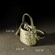 Buddha Stones Retro Crane Deer Song Brocade Crossbody Bag Hangbags Crossbody Bag&Handbags BS 9