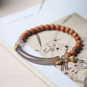 Buddha Stones Sandalwood Gray Agate Chalcedony Cuff Half Bracelet Bangle Bracelet BS 2