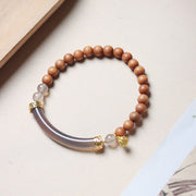 Buddha Stones Sandalwood Gray Agate Chalcedony Cuff Half Bracelet Bangle Bracelet BS 8