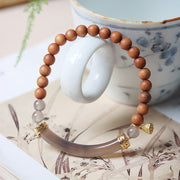 Buddha Stones Sandalwood Gray Agate Chalcedony Cuff Half Bracelet Bangle Bracelet BS 1