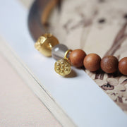 Buddha Stones Sandalwood Gray Agate Chalcedony Cuff Half Bracelet Bangle Bracelet BS 3