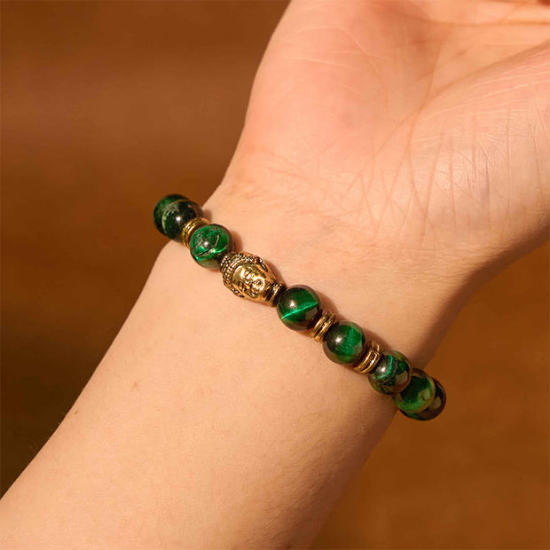 FREE Today: Protection Strength Blue Green Red Tiger Eye Buddha Head Bracelet FREE FREE 18