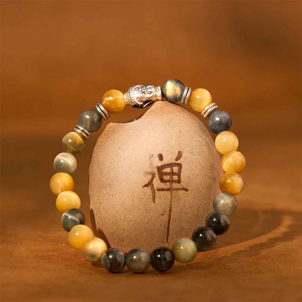 FREE Today: Protection Strength Blue Green Red Tiger Eye Buddha Head Bracelet FREE FREE 22