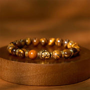 Buddha Stones Blue Green Red Tiger Eye Buddha Head Balance Bracelet