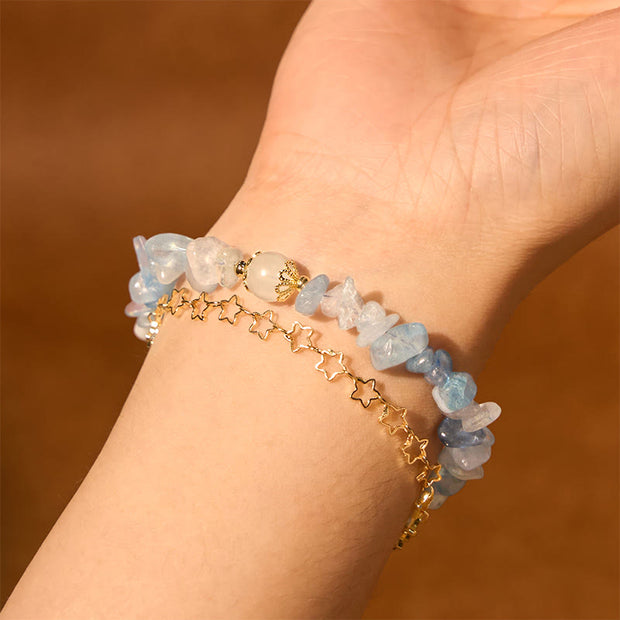 FREE Today: Peace Healing Aquamarine Gravel Design Star Magnetic Buckle Bracelet