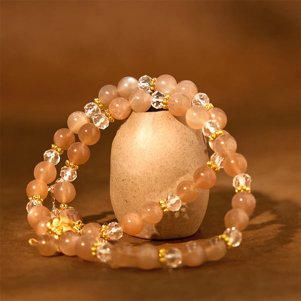 FREE Today: Positive and Wealth Sun Stone Crystal Peach Blossom Double Wrap Bracelet