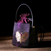 Buddha Stones Butterfly Song Brocade Crossbody Bag Shoudler Bag Crossbody Bag&Shoulder Bag BS Purple Butterfly 21.5*15*13.5cm