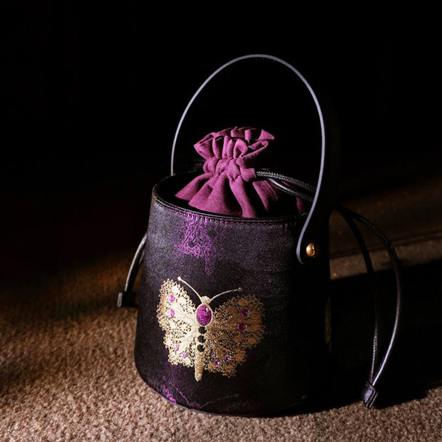 Buddha Stones Butterfly Song Brocade Crossbody Bag Shoudler Bag Crossbody Bag&Shoulder Bag BS 1