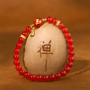 Buddha Stones Red Agate Gold Plated Copper Year Of The Snake Happiness Bracelet Bracelet BS 1