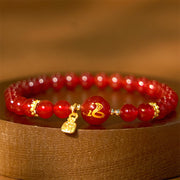 Buddha Stones Red Agate Gold Plated Copper Year Of The Snake Happiness Bracelet Bracelet BS 2