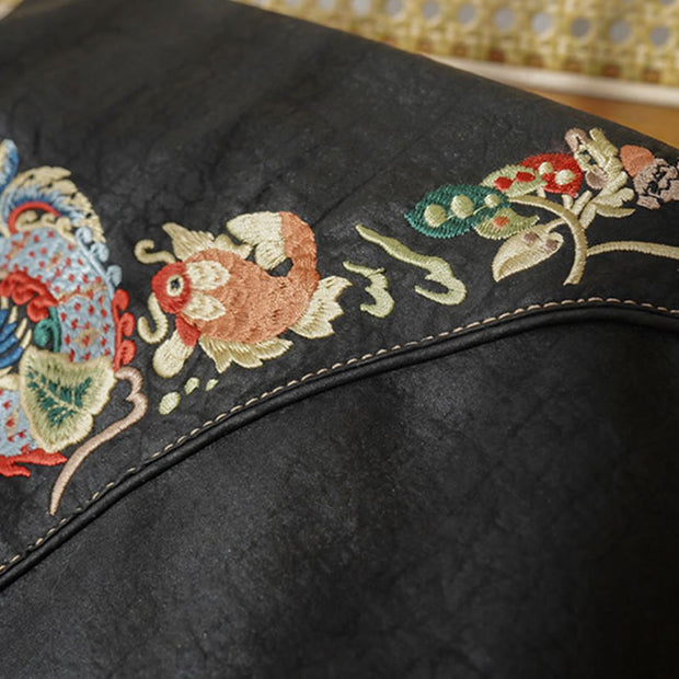 Buddha Stones  Fish Flower Phoenix Embroidery Xiangyunsha Silk Shoulder Bag Shoulder Bag BS 14