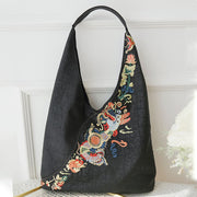 Buddha Stones  Fish Flower Phoenix Embroidery Xiangyunsha Silk Shoulder Bag Shoulder Bag BS 2